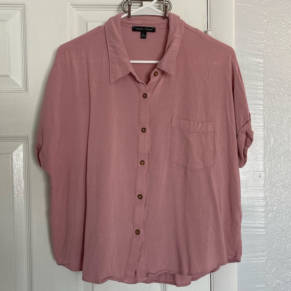 Moa Moa button down shirt in pink - Size L